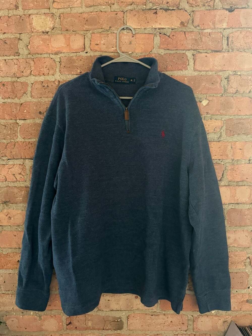 Polo Ralph Lauren Men's XL Estate Rib Cotton Quarter-Zip Sweater Blue